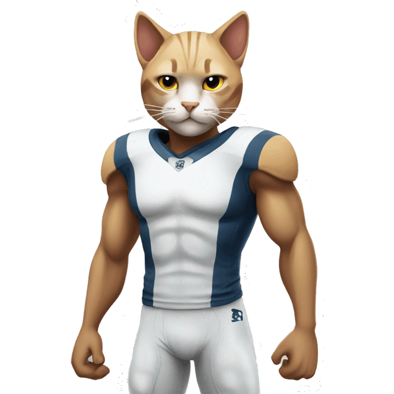 White Footballer  cat Muscular emoji