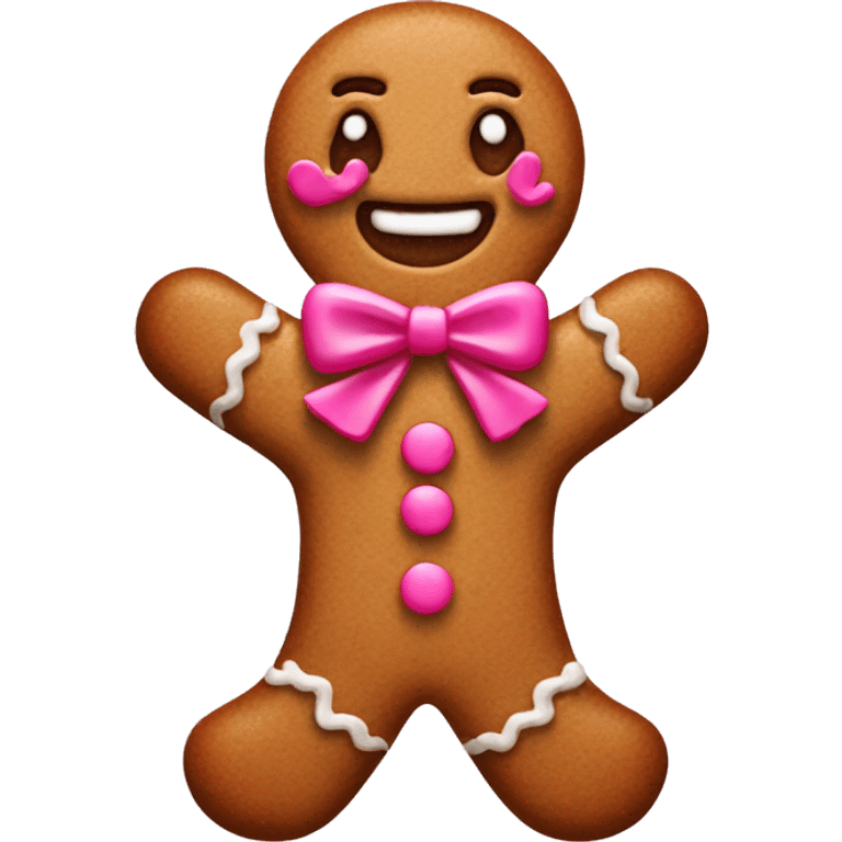 Gingerbread man with pink decorations  emoji