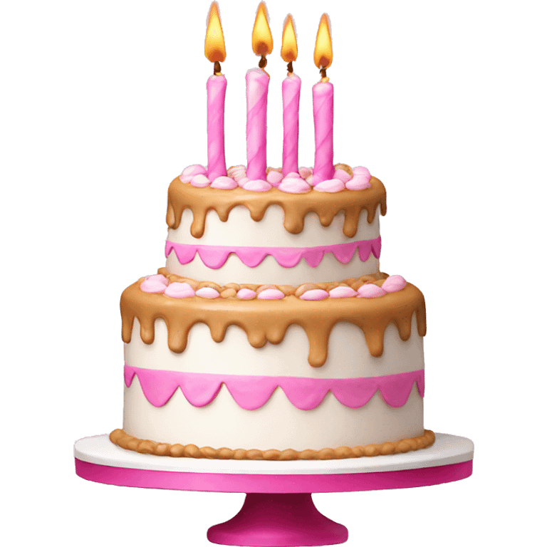 Big Birthday cake pink and white emoji