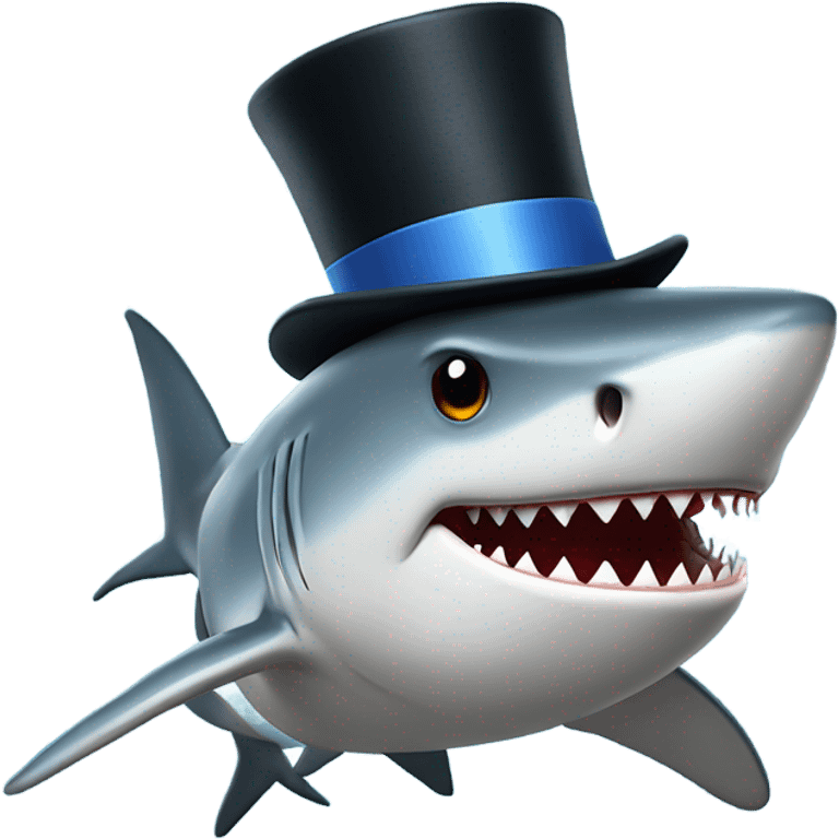 4D Shark with a top hat emoji