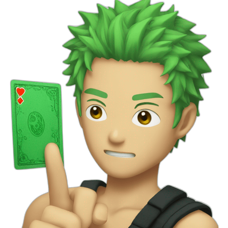 Zoro with a card emoji