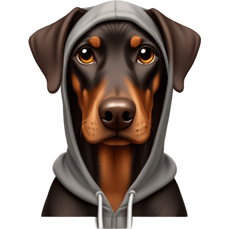 Brown dobermann with hoodie emoji