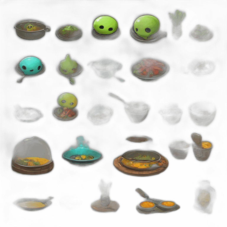 let him cook alien emoji scifi roguelike rpg style inspired by slay the spire digital art emoji