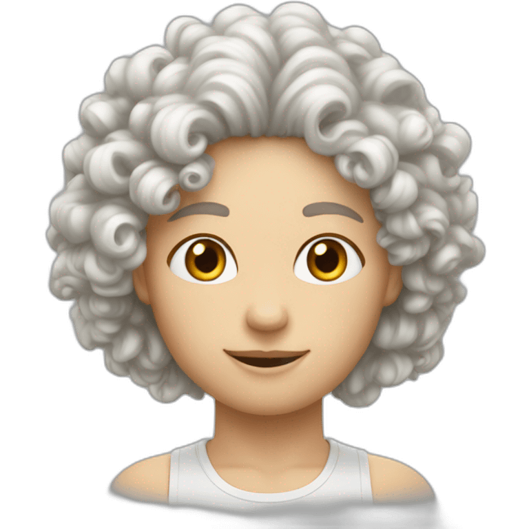 a white pepole with curly hair hand atletics fasc" emoji