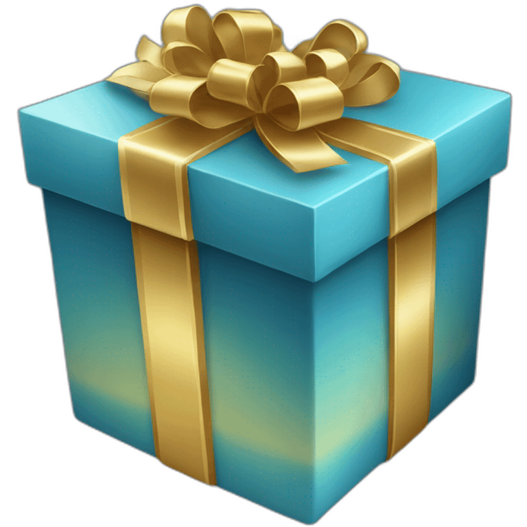 gift box blue color with gold lent emoji