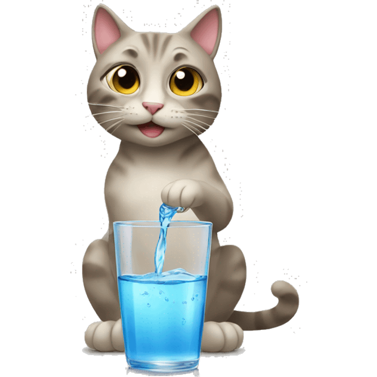 Cat drinking water from a glass emoji