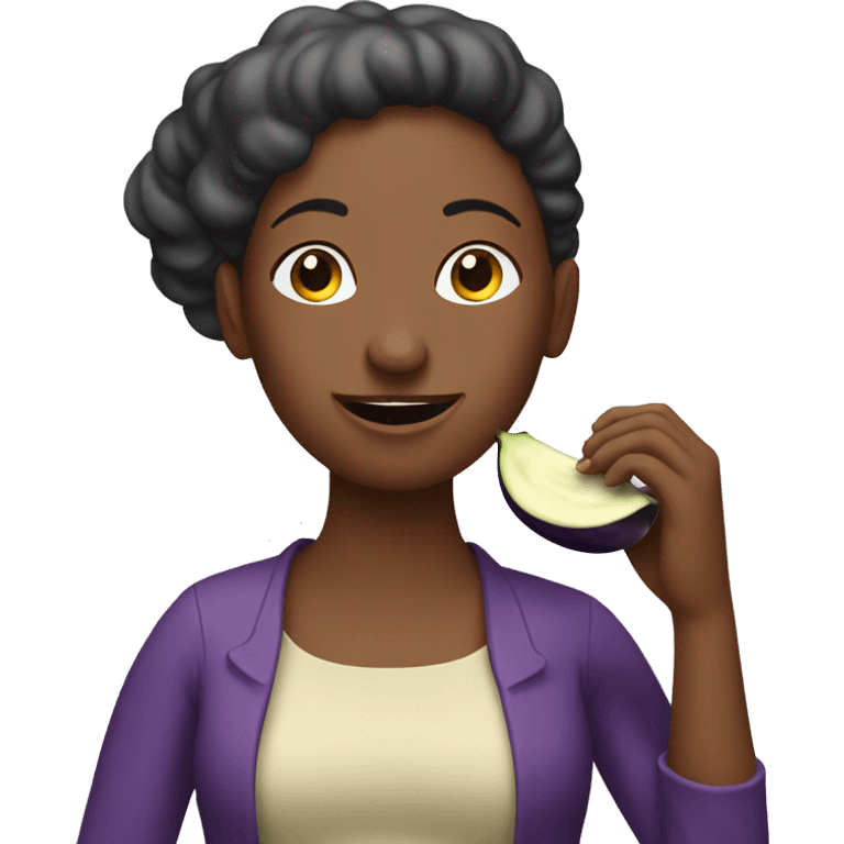 Lady eating eggplant emoji