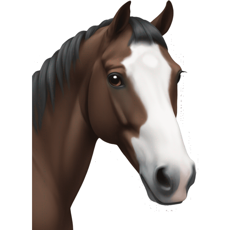 Bay horse with white stripe down face and nose  emoji