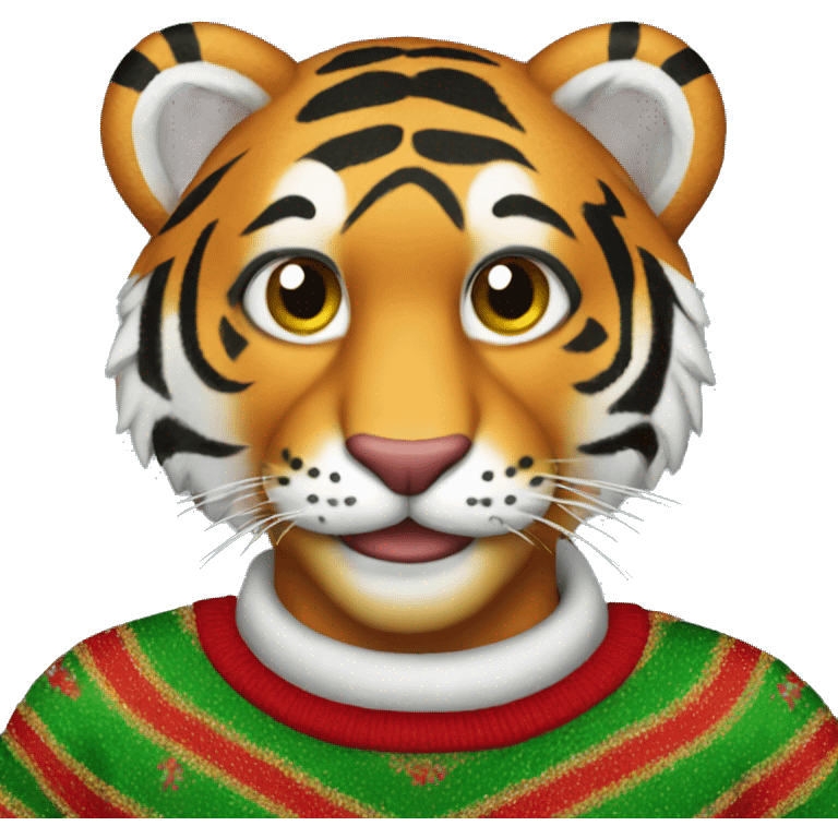 Gay tiger with a christmas jumper emoji