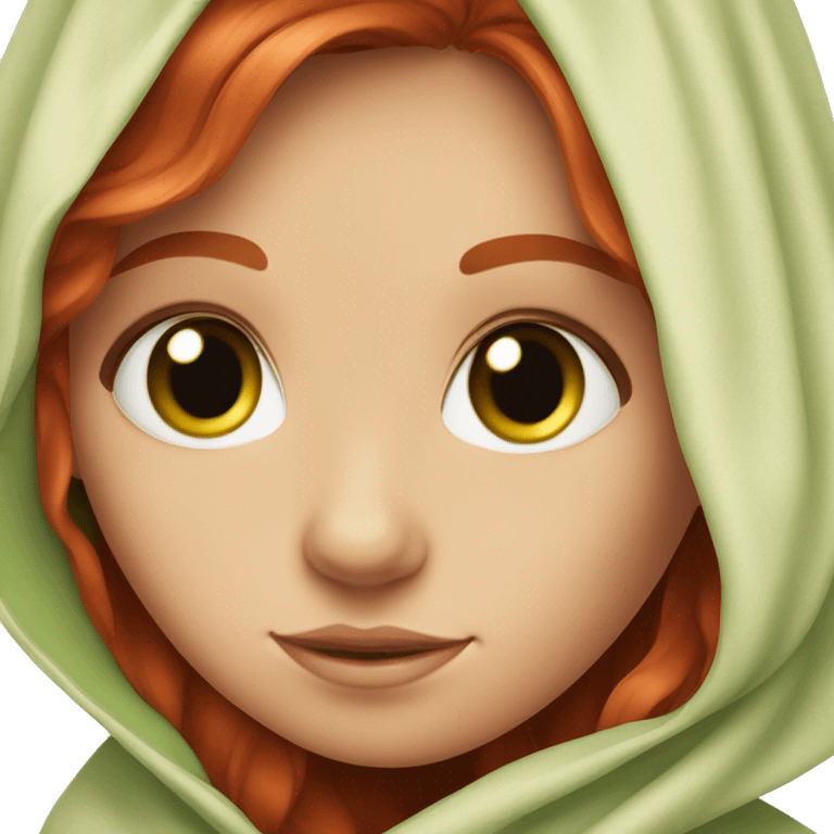 Fair skin red head girl with green eyes in blanket  emoji