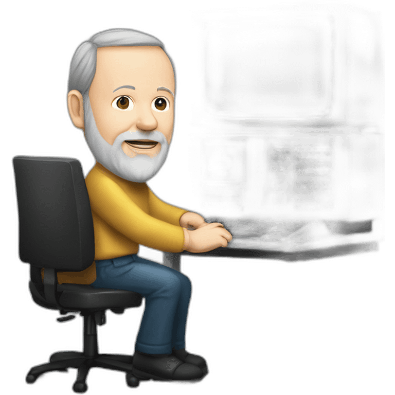 Dennis Ritchie with a PDP-11 computer emoji