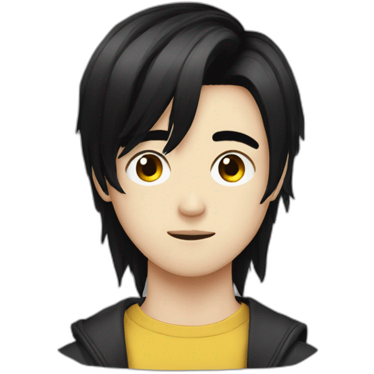 a brazilian-korean emo young man with black hair, kinda of weird emoji