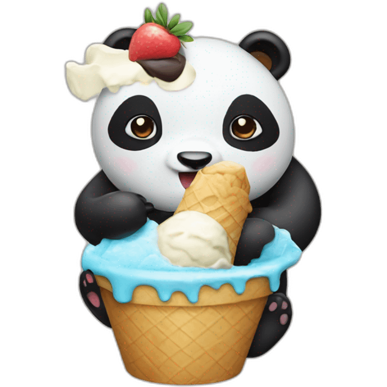 Panda eating ice cream emoji