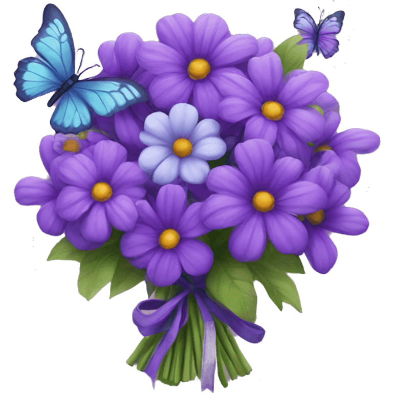 Purple bouquet with butterflies emoji