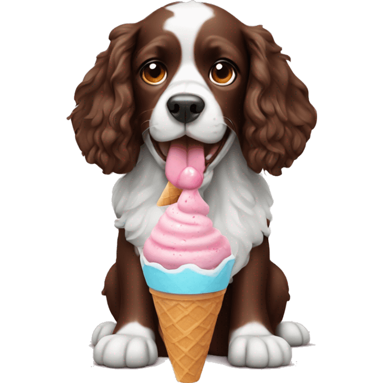 spaniel with ice cream emoji