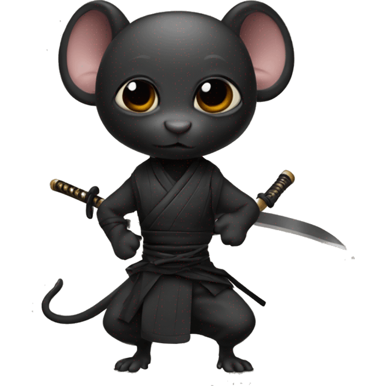 ninja black skin adult rat with katana emoji