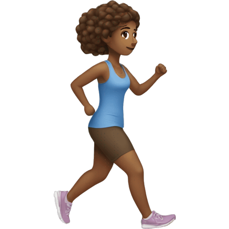 brown girl with brown hair on treadmill emoji