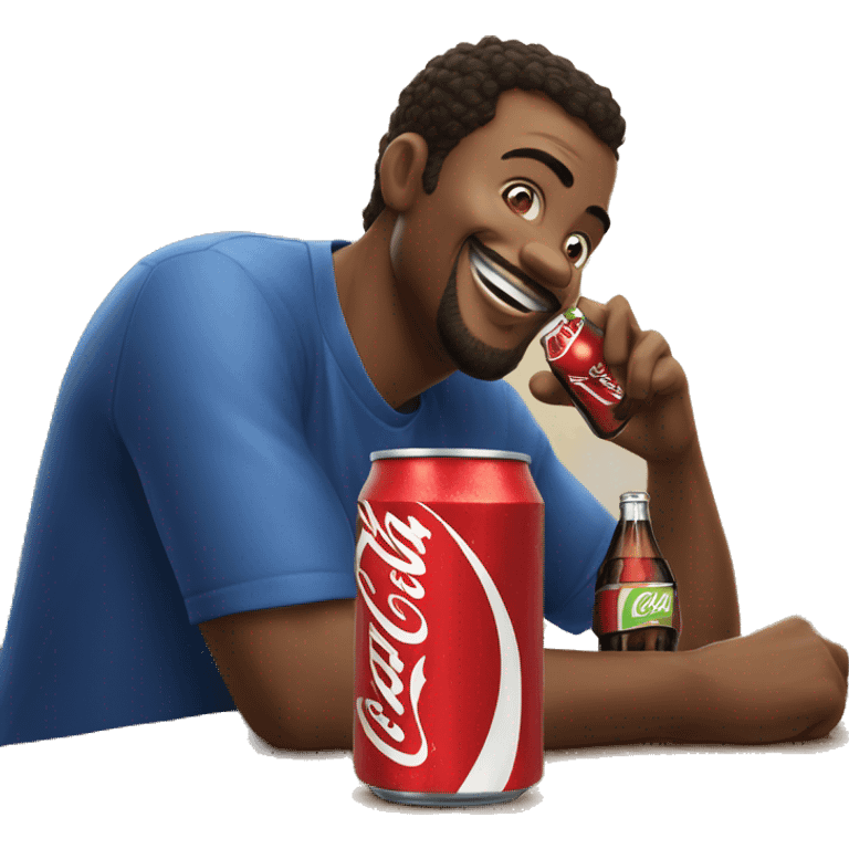 homem tomando uma coca cola e ao lado uma pepsi cola emoji