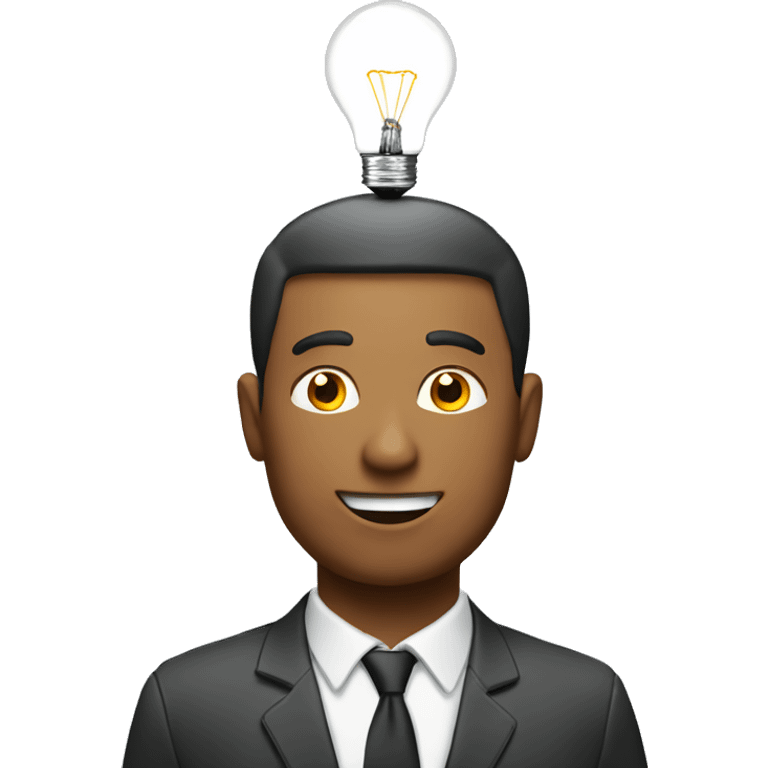 man with laptop and light bulb above head emoji