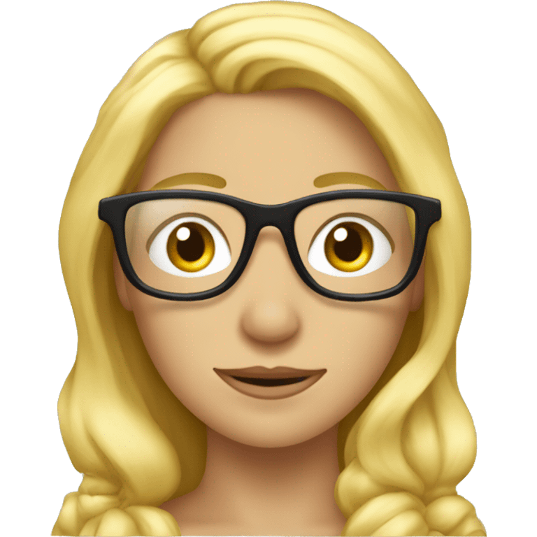 Femme châtain avec mèches blondes à lunettes emoji