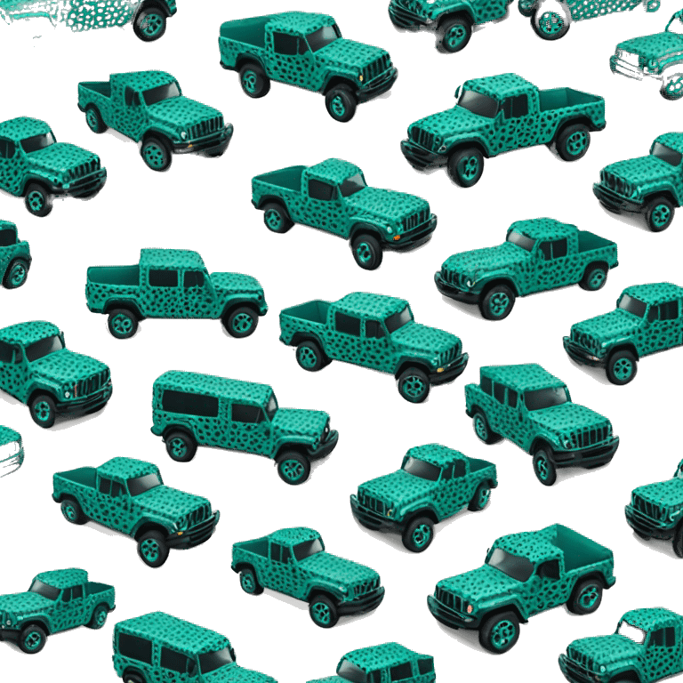 Realistic teal leopard print pattern Jeep Gladiator truck. emoji