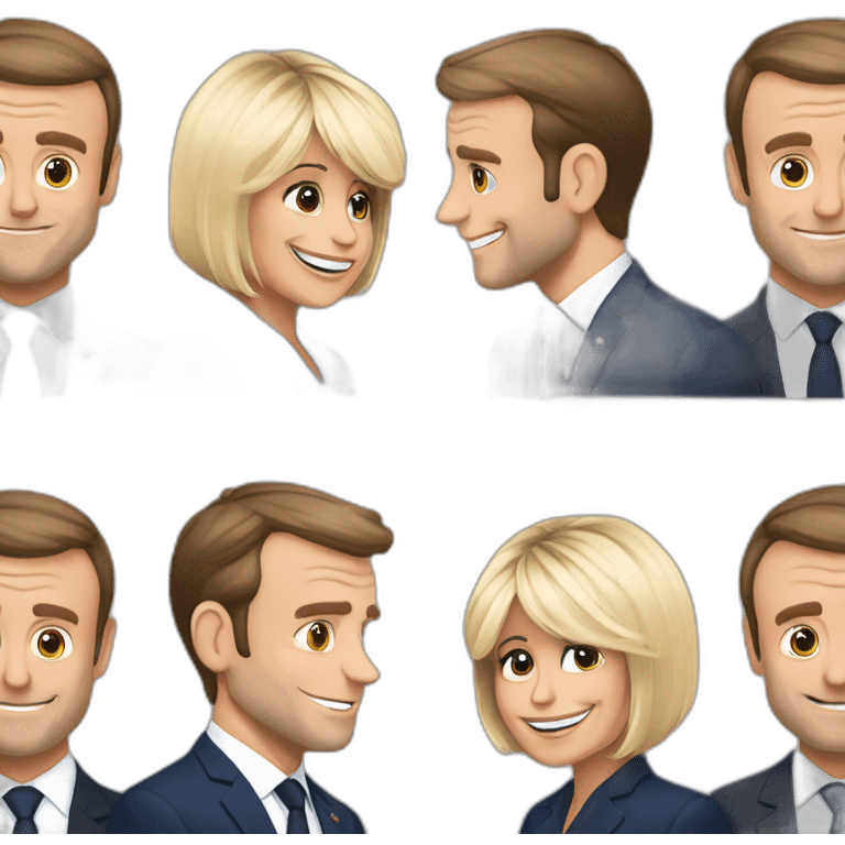 Emmanuel Macron hug Brigitte Macron emoji