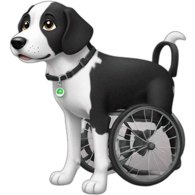 black and white dog on wheelchair emoji