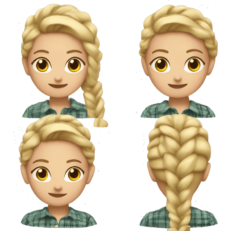 Woman in plaid shirt with blonde French braid  emoji