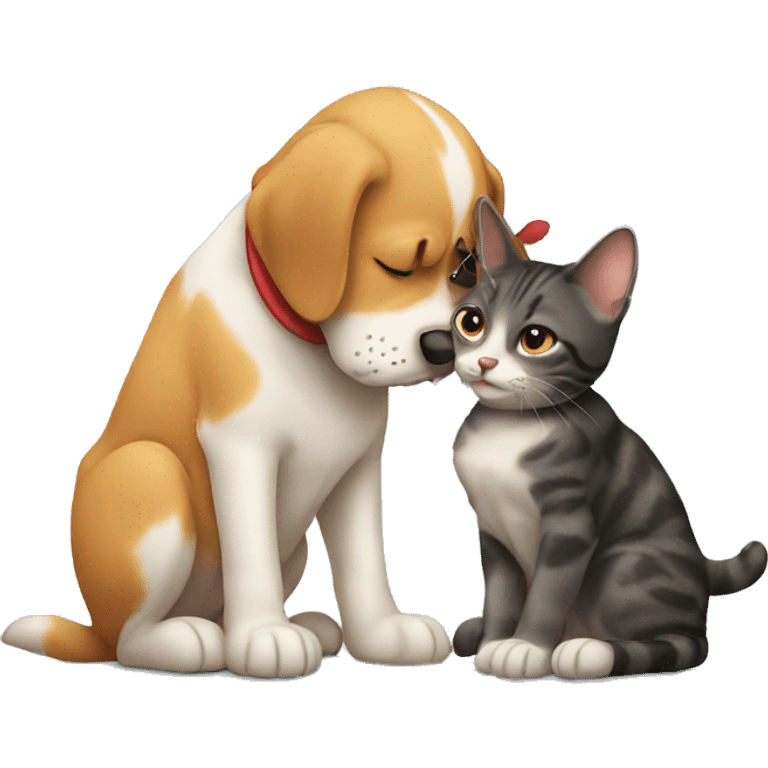 Dog kissing cat  emoji