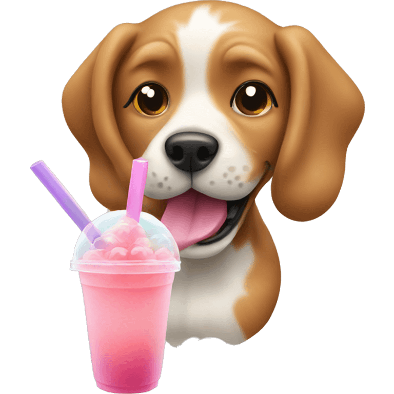 Dog eating bubble tea emoji