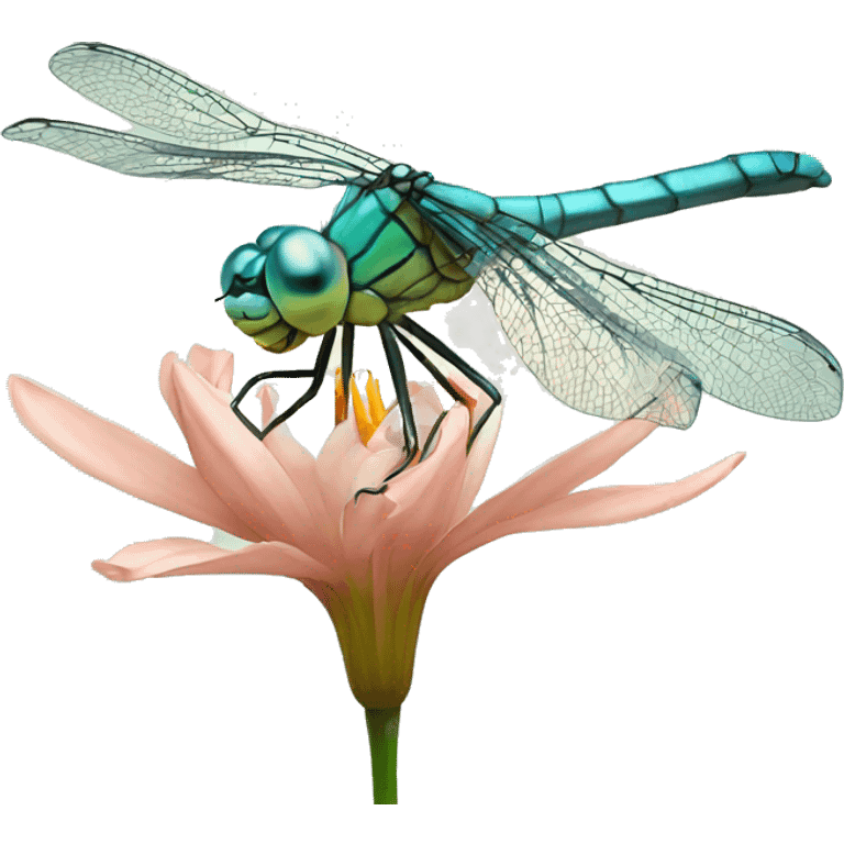 Pretty Dragonfly on lily flower emoji