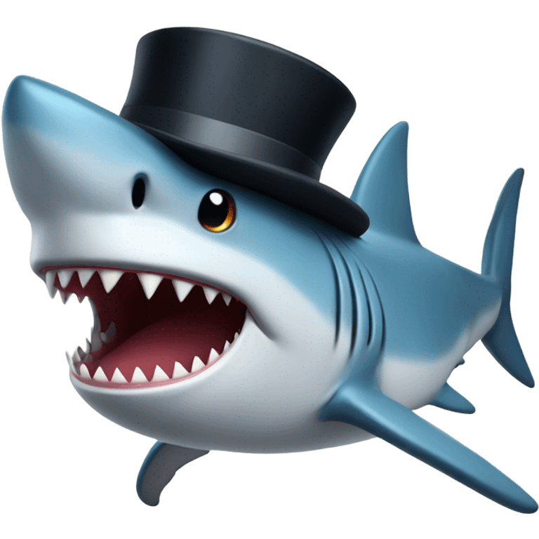 Shark with a top hat emoji