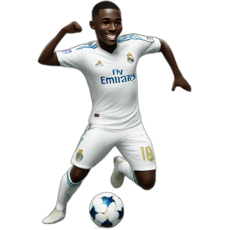 hiperrealist vinicius junior dancing samba wearing realmadrid emoji