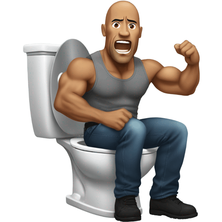 The Rock coming out of a toilet emoji