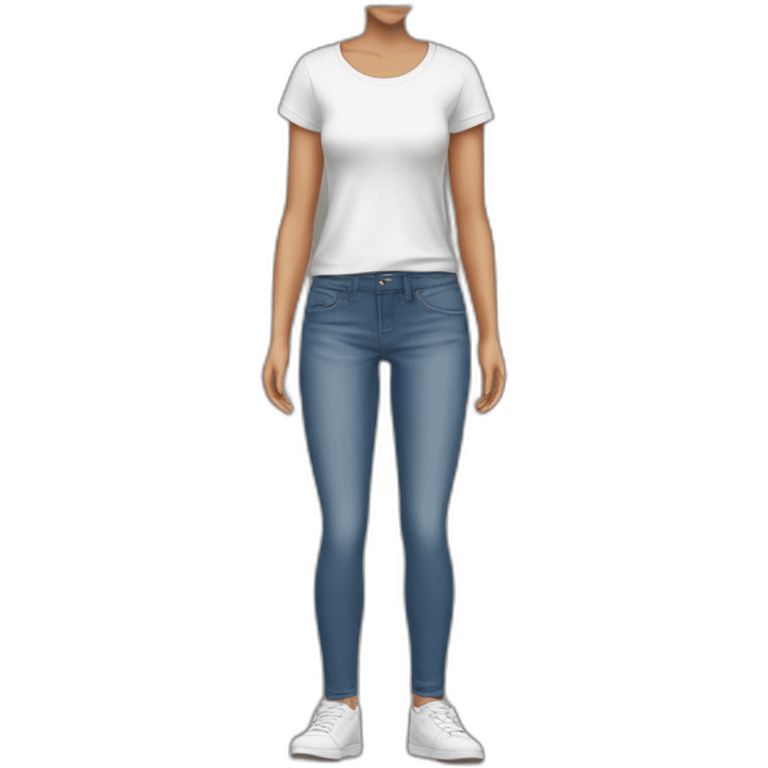 Girl-shorthair-jeanpants-tshirt-mediumfast emoji