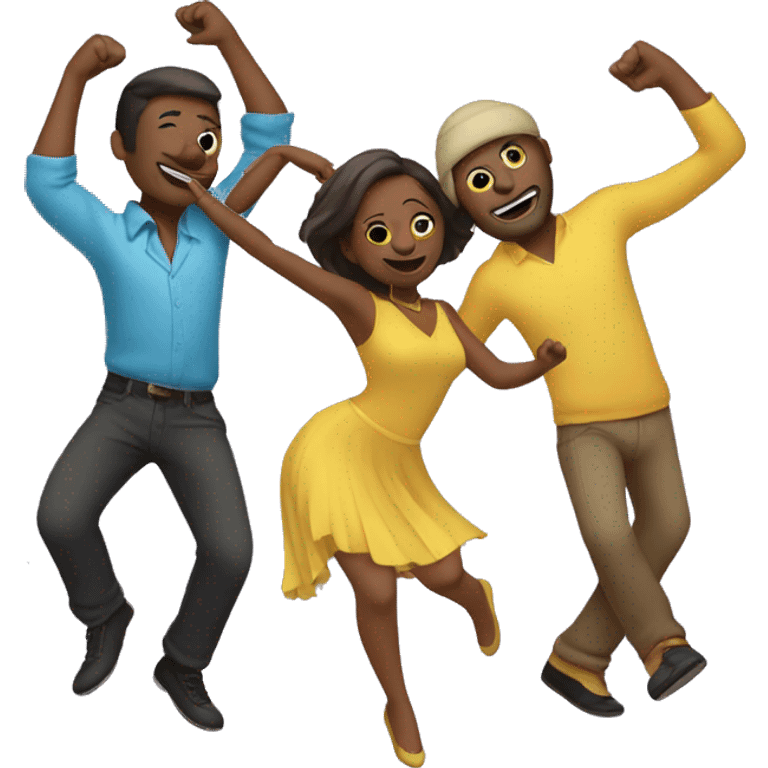 3 people dancing and partying  emoji