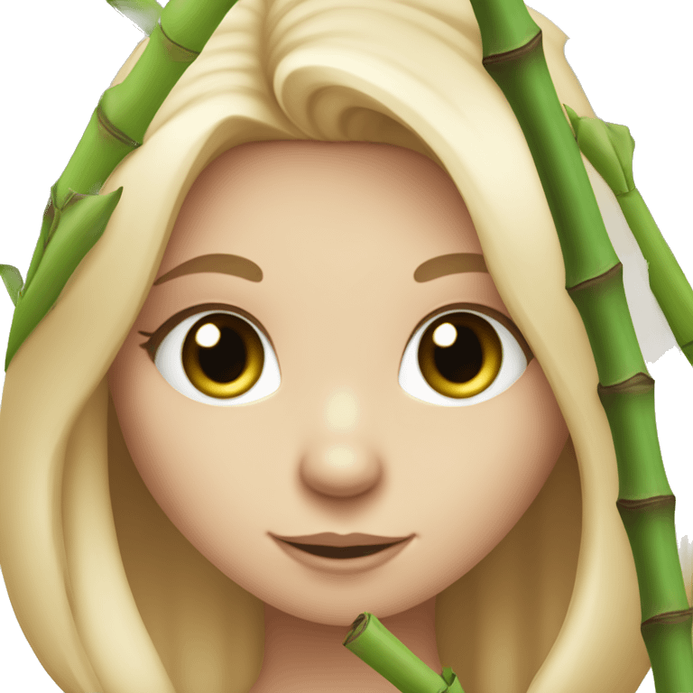 White Girl with blonde hair and green eyes and koala ears holding bamboo stick  emoji