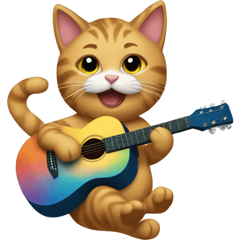 cheerleader cat playing acoustic guitar emoji