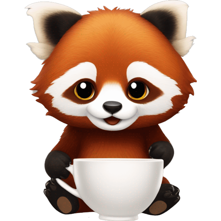 red panda qui fait une pause café emoji