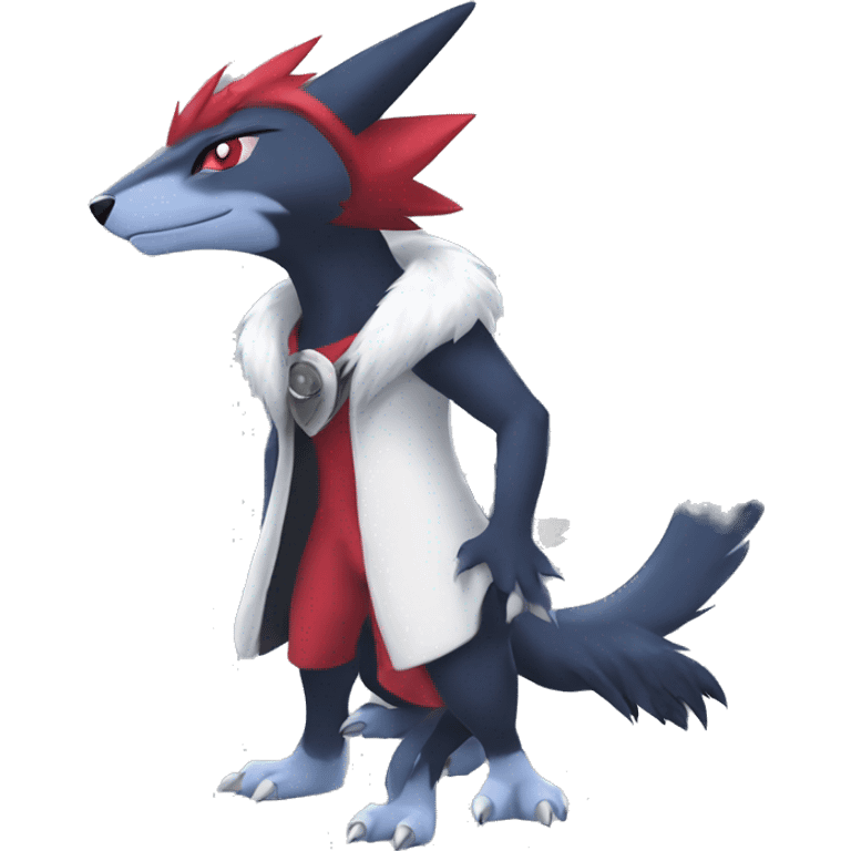 Cool Edgy Nargacuga-Absol-Zangoose-Sneasel-Quilava with a collar on, full body emoji