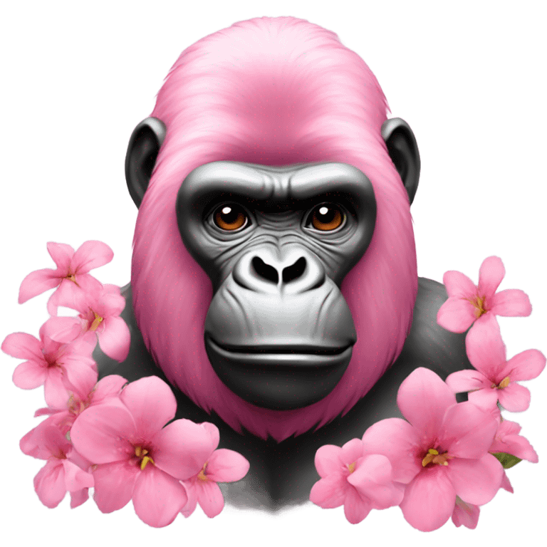 Pink gorilla with flowers  emoji