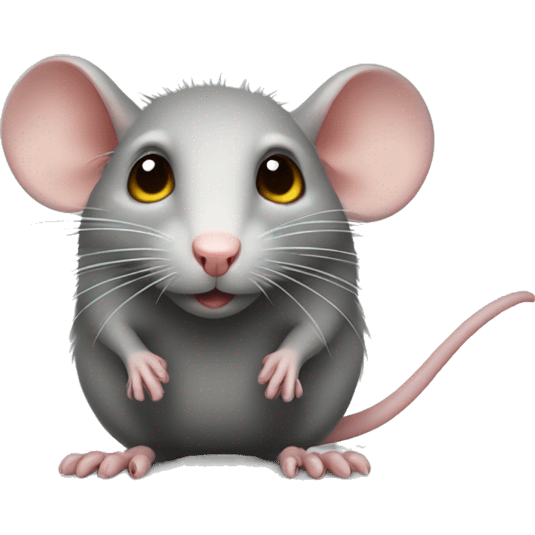 Rat with a long tail, beady eyes and small legs emoji