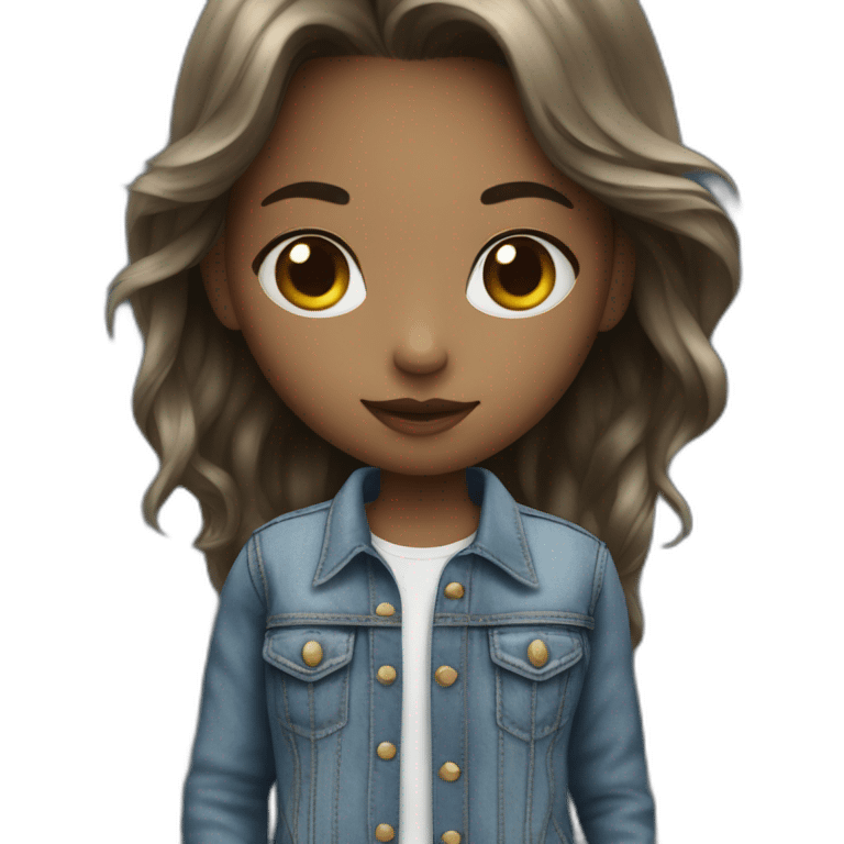 phone-obsessed girl in denim with white skin  emoji