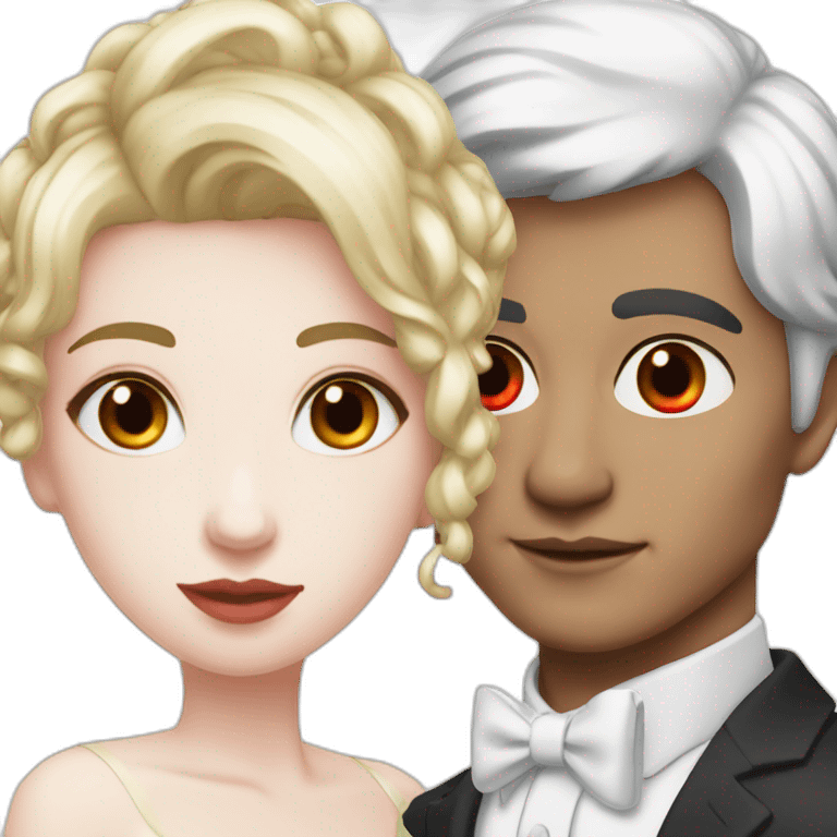 elegant couple red eyes white skin emoji