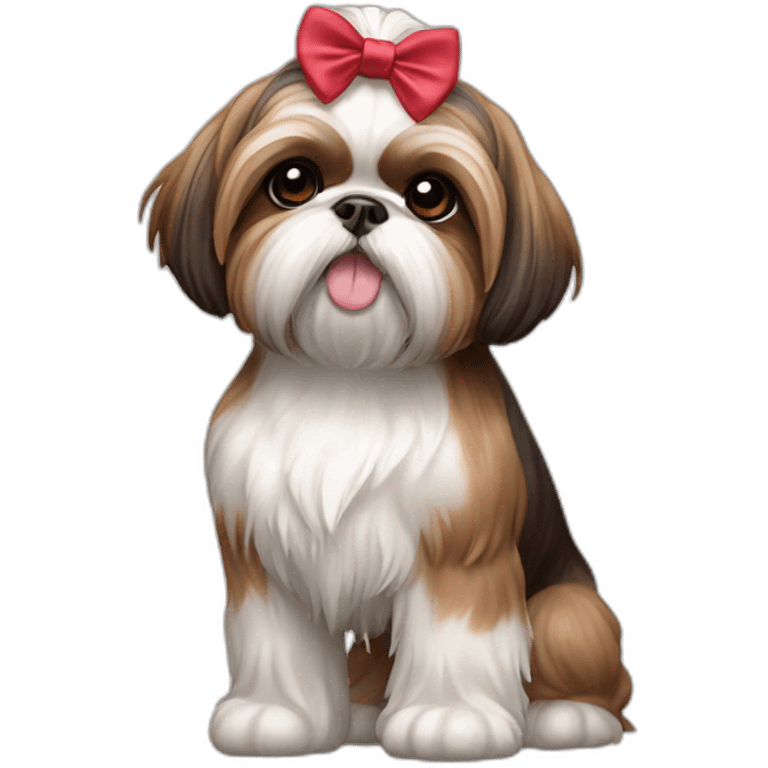 Dog Shih Tzu with a bow on head full-body emoji