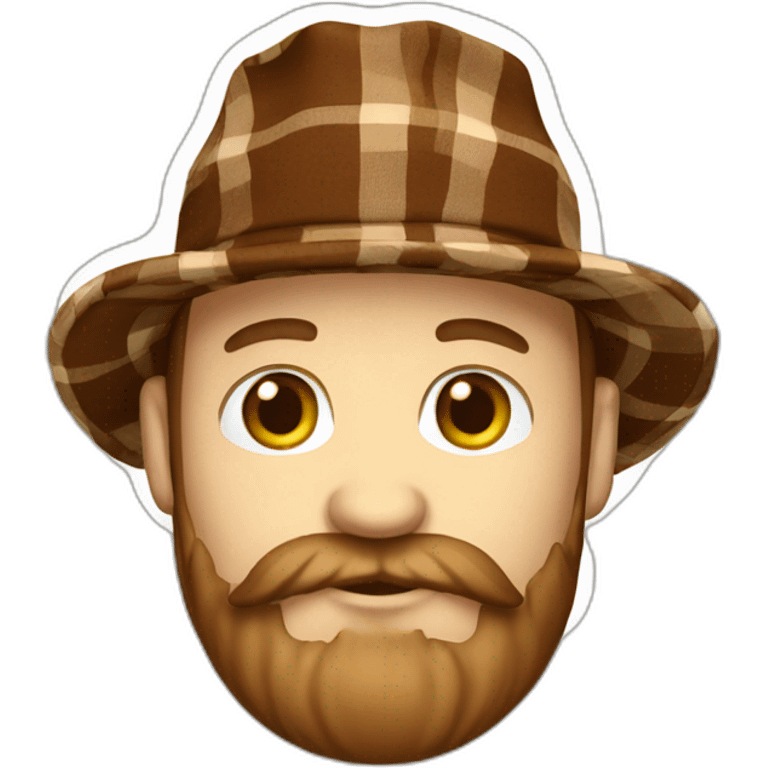 white man brown beard plaid hat emoji