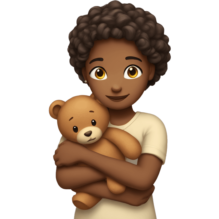 girl hugs teddy emoji