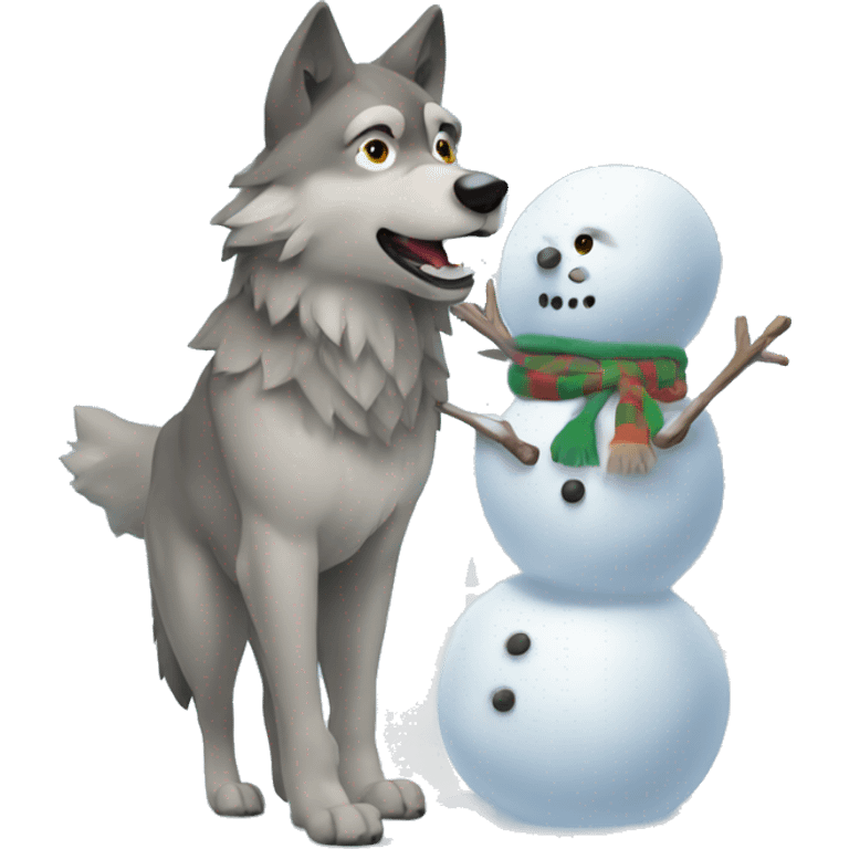 wolf making a snowman emoji