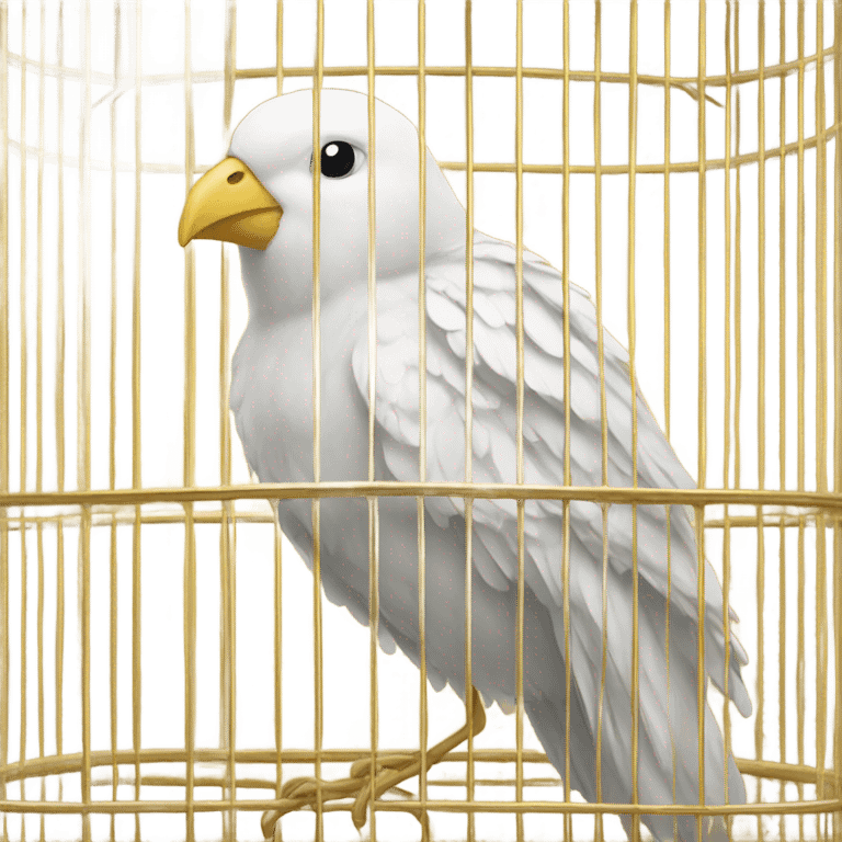 White bird in a golden cage emoji