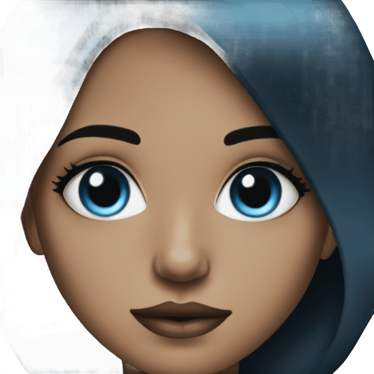 black haired girl portrait with blue eyeshadow emoji